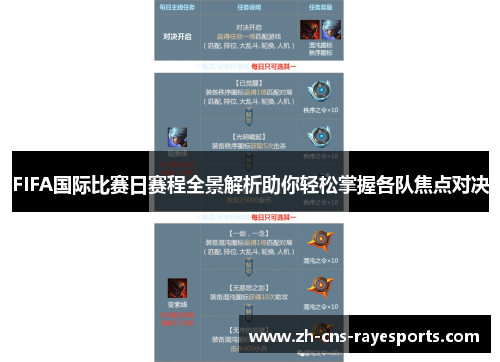 FIFA国际比赛日赛程全景解析助你轻松掌握各队焦点对决 FIFA国际比赛日赛程全景解析助你轻松掌握各队焦点对决